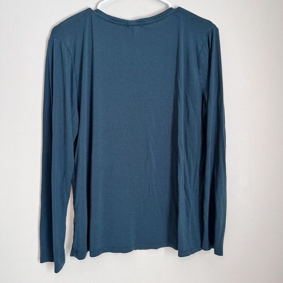 Eyeshadow Top Womens Large Forest Green Knit Long Sleeve Basic Capsule Shirt EUC - Picture 3 of 7